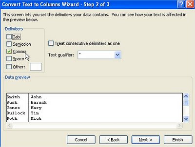 Text to Columns Convert Text to Columns Wizard